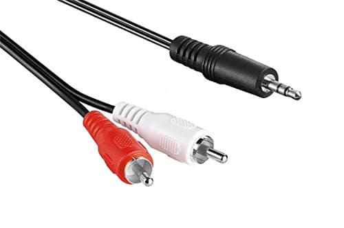 Image of 3.5mm Stereo Jack to RED & WHITE RCA Phono Cable Audio Aux Music Lead With Speaker 2m