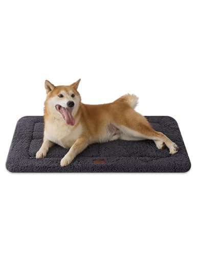 Image of Joydeco Low-Profile Dog Mat Reversible Bed Pad, Washable Dog Crate Pad with Ultra Soft Fleece, Compact Design Kennel Bed Mats for Large Medium Small Pets, 89x58cm, Dark Grey