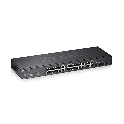 Image of Zyxel 24-Port Gigabit Switch | Smart Managed |Fanless Design | 4 Gigabit Combo Ports | Hybrid Cloud Mode | UK Plug | Network Ethernet Hub [GS1920-24v2]