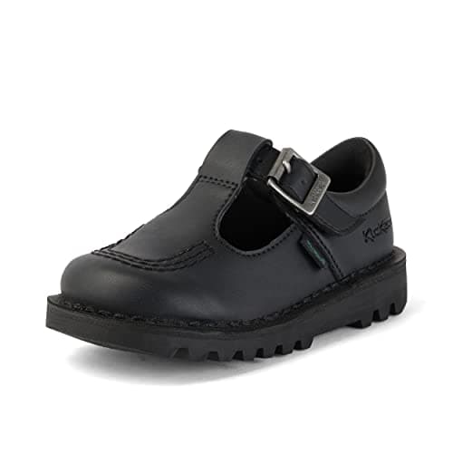 Image of Kickers Unisex Kids Kick T Core School Shoes, Leather Alternative Black, 11 UK Child