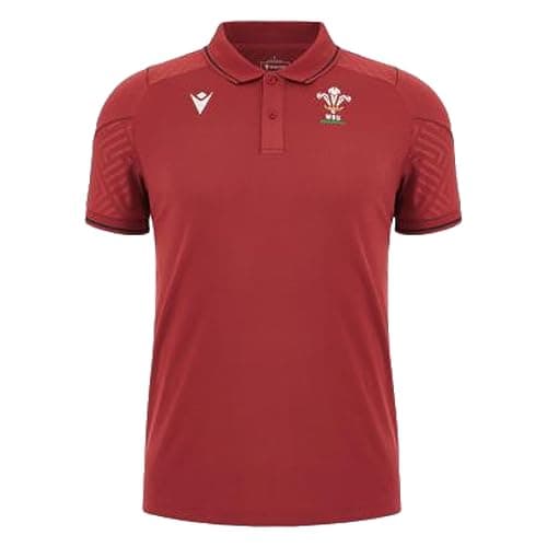 Image of Macron 2023-2024 Wales Rugby Travel Polo Shirt (Red)