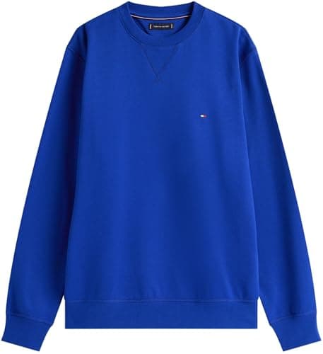 Image of Tommy Hilfiger Men’s Seasonal Fleece Round Neck Sweatshirt, Blue (Wedge Blue), M