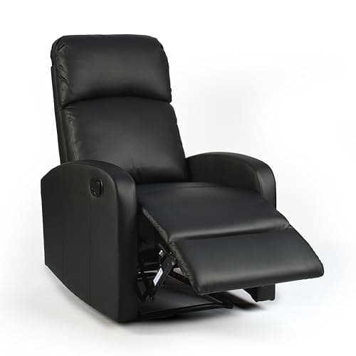 Image of EVRE Recliner Armchair with Adjustable Leg Rest and Reclining Functions Leather - Black Arm Chairs For Living room, reclining and comfy chair