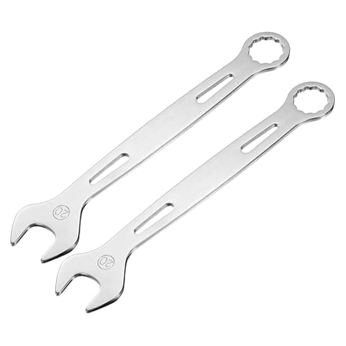 Image of sourcing map 2Pcs Combination Wrench 20mm Metric Super Thin 12-Point Box and Open End Chrome Vanadium Steel Double Ended Spanner Tool for Automotive Furniture Machinery DIY Repair, Silver