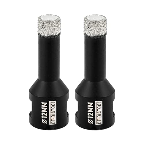 Image of DT-DIATOOL Diamond Drill Bit 2PCS 12mm Hole Saw for Dry Drilling Tile Porcelain Marble Ceramic Granite