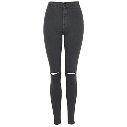 Image of Bess New Ladies Skinny High Waisted Tube Joni Jeans Jeggings Stretch Denim Knee Ripped Cut Out UK Size 6-16 (UK14 / EU42, Grey)