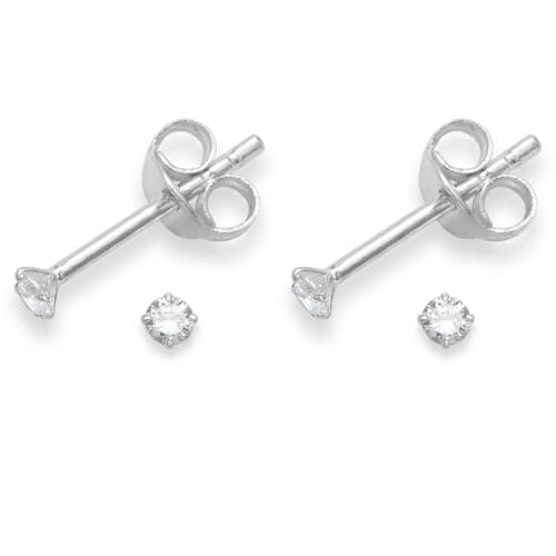 Image of Set of 2 PAIRS Heather Needham Sterling Silver Cubic Zirconia stud Earrings - SIZE: TEENY TINY 2mm - Very Small & discreet. Gift Boxed. 5549CL
