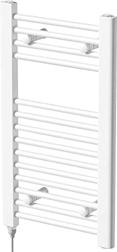 Image of DuraTherm® 700 x 400mm Staight Electric Heated Towel Rail Radiator Bathroom Warmer Wall Mounted Ladder Rad, Manual 150W, White