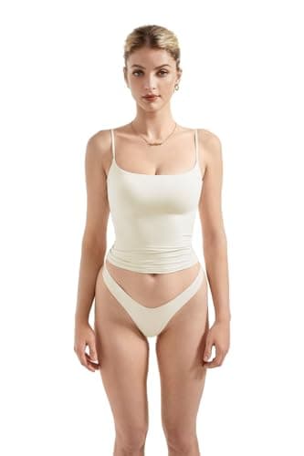 Image of SUUKSESS Women Sexy Square Neck Tank Top Summer Y44K Going Out Basic Cami Shirt White