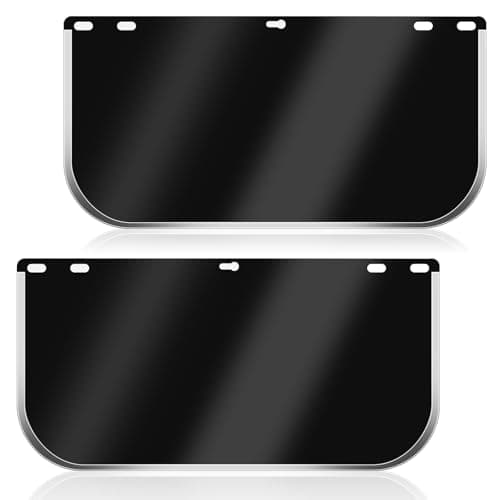Image of WWmily 2 Pcs Face Shield Replacement Lens 15.5x8 Inch Black Tinted Protective Safety Helmet Visor for Welding Grinding Cosplay