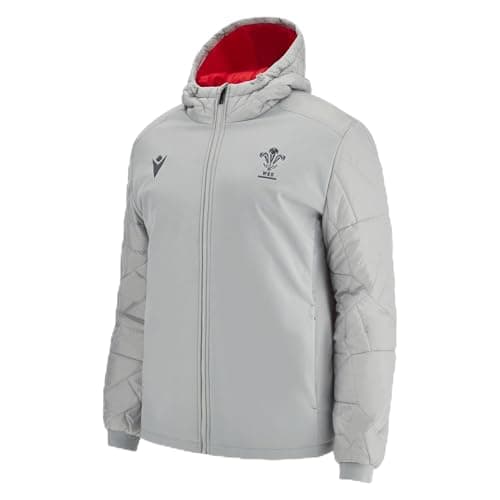 Image of Rugby Heaven Macron Wales 22/23 Mens Padded Bomber Jacket Grey // RRP £80 (UK, Alpha, S, Regular, Regular)