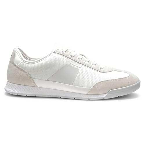 Image of BOSS Men's Nitan_Lowp_txmx 10280114 01 Low Profile Trainers, White, 10 UK