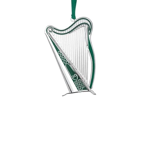 Image of Newbridge Silverware - Romance of Ireland - Harp - Green Detail - Hanging Decoration