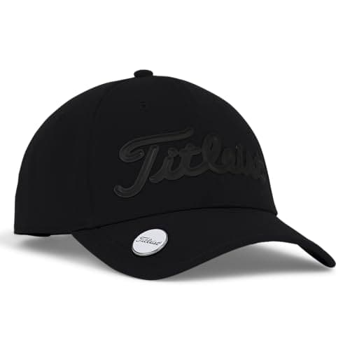 Image of Titleist Players Performance Ball Marker Golf Cap, Black/Black, Adjustable