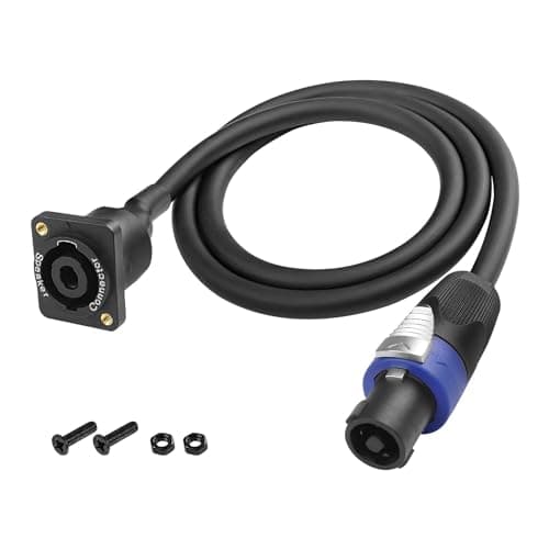 Image of XMSJSIY Speakon Panel Mount Socket Female to Speakon Male Connector Speaker Cable Audio Extension Wire Cord with Jack Twist Lock for Loudspeaker Amplifier DJ Stage - 1M/3.28FT