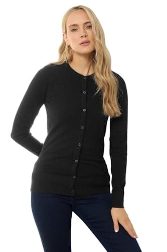 Image of Long Tall Sally - LTS Tall Crew Neck Button Cardigan - Women's Black