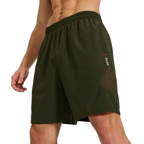 Image of Gaiatiger Mens Running Shorts with Zip Pockets Gym Shorts with Elastic Waist Training Sport Golf Basketball Tennis -D3060-1-Green-M