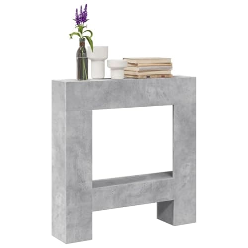 Image of Teenpull Fireplace Surround Concrete Grey Wood Material 81 x 18 x 82 cm Mantel for Electric Fireplaces Storage Surface with Wall Mount Heat Protection and Fireplace Accessories for Living Room