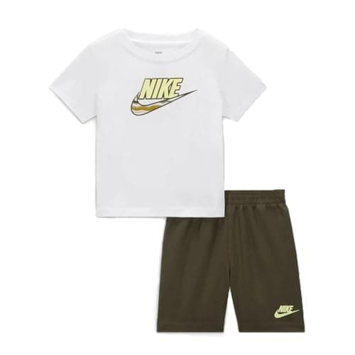 Image of Nike NSW LNT Short Set for Children, White Green, 5-6 anni