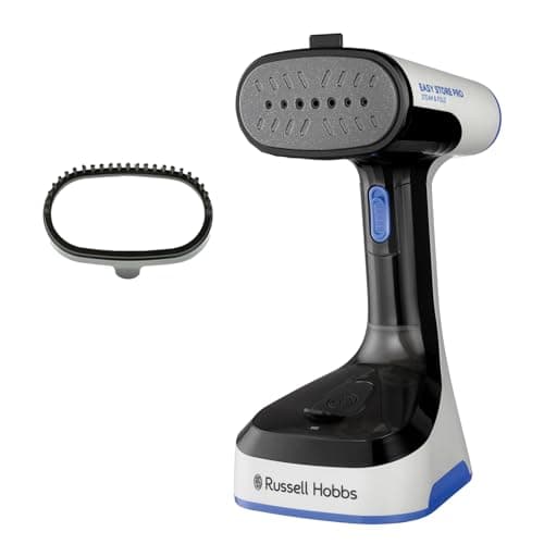Image of Russell Hobbs Handheld Clothes Steamer [powerful 1500W, Foldable & antibacterial] Steam Genie Easy Store (Sanitises, heats up quickly, 150ml tank, fabric nozzle, ideal for travel) 26740