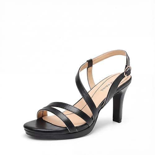 Image of DREAM PAIRS Women's Platform Strappy Heels High Heeled Sandals Open Toe Comfortable Dressy Shoes with Adjustable Ankle Strap,Size 5,Black-Pu,DWUMHS2506