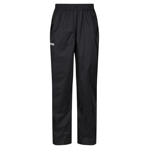Image of Regatta Men's Pack-it Waterproof Outdoor Overtrousers & Pack-Away Bag Hiking Lightweight Breathable Black