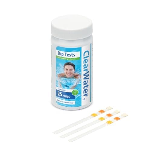 Image of Clearwater Hot Tub, Pool and Spa Test Strips x 25-3 in 1 - Measures Chlorine, PH and Total Alkalinity