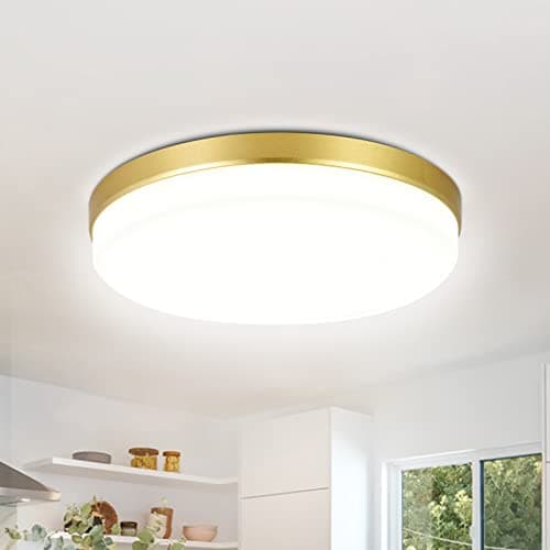 Image of ASHUAQI LED Ceiling Light, 36W Gold Ceiling Light, 4000K Natural White Bathroom Light, 3240LM Bright Round Ceiling Lights for Kitchen, Bedroom, Hallway, Utility Room, Laundry, Toilet, Porch, Ø23 CM