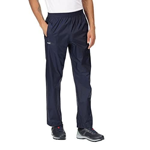 Image of Regatta Men's Pack-it Waterproof Outdoor Overtrousers & Pack-Away Bag Hiking Lightweight Breathable Navy