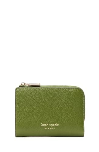 Image of kate spade new york womens Ava Pebbled Leather Zip Bifold Wallet, Jungle Vine Multi, One Size