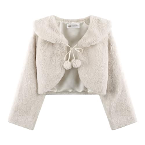 Image of Bolerose Girls Cosy Faux Fur Childrens Kids Bolero Shrug Jacket Wrap Coat (Beige, 3-4 Years)