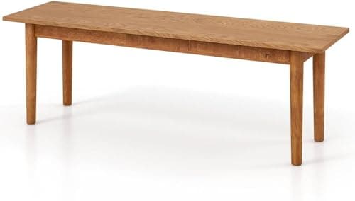 Image of TANGZON 140cm Dining Bench Set of 1/2, Wooden Bench Seat with Rubber Wood Legs & Non-slip Foot Pads, Long Dining Stool for Kitchen Living Room Bedroom Hallway Entryway (1)