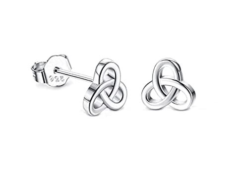 Image of Heather Needham Sterling Silver Celtic Earrings - Celtic trinity Stud Earrings - SIZE: SMALL - 6mm. MUCH SMALLER THAN SHOWN..Gift Boxed 5201