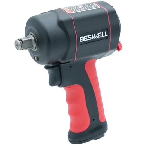 Image of BESWELL 1/2-Inch Stubby Air Impact Wrench, 1200 N.M Max Torque Jumbo Hammer Pneumatic Tool for Tight Engine Spaces, Brake Repair and Automotive Maintenance - BW-112B3N