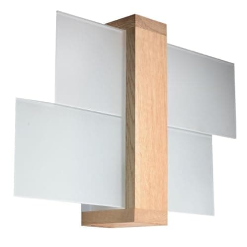 Image of Wall lamp LED FENIKS SL.0077 SOLLUX Modern Lighting Sconce White Natural Wood E27 1-Light Glass Wood for The Kitchen and The Bedroom