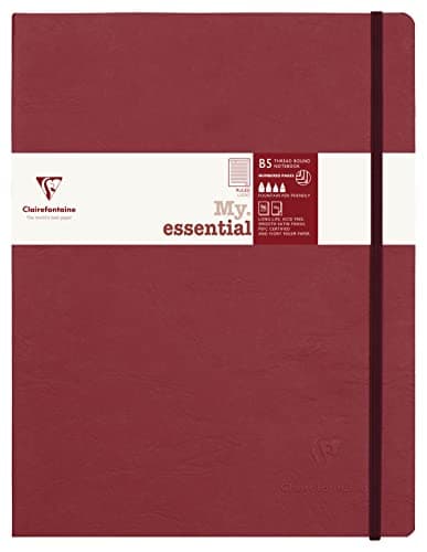 Image of Clairefontaine 794462C Collection Age Bag MyEssential Stitched Notebook Red - B5 19x25cm - 192 Numbered Lined Pages - 90g Ivory Paper - Leather Hardcover