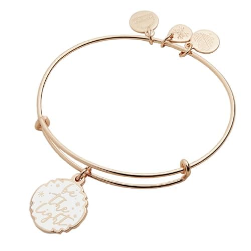 Image of Alex and Ani Be The Light Bangle Bracelet Shiny Rose Gold One Size
