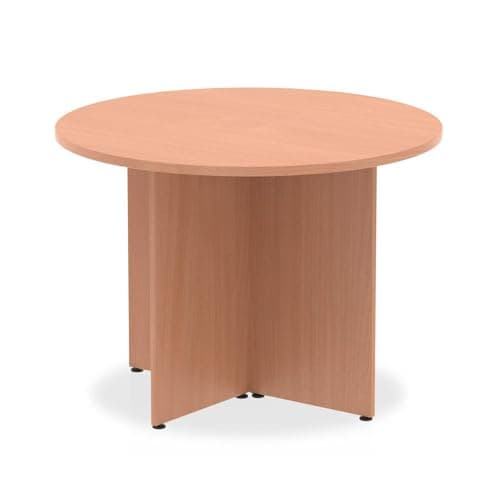 Image of OPO Impulse Freestanding 1000mm/1200mm Round Table Distinctive Arrowhead Leg | Sturdy Build Weather & Heat Resistant Melamine Finish Meeting Table Beech 1200
