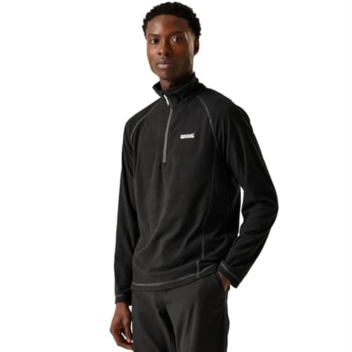 Image of Regatta Men's Montes Lightweight Half Zip Fleece Midlayer Pullover - Perfect for Outdoors, Walking, Hiking & Camping Black