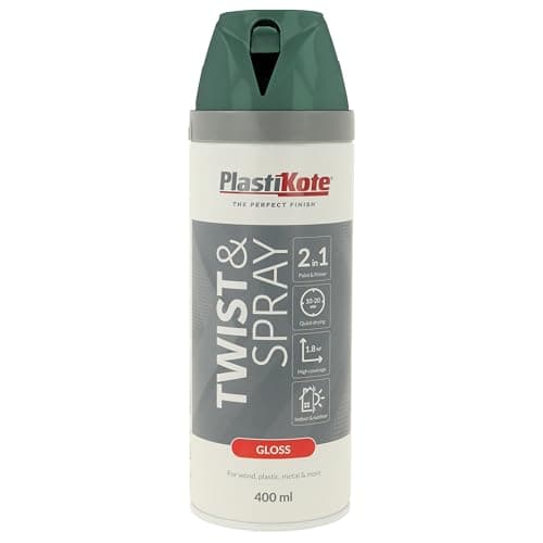 Image of Plasti-Kote Twist & Spray Gloss Lawn Green Paint 400ml – High-Gloss Finish, Quick-Dry, Durable Spray for Indoor & Outdoor Surfaces – Ideal for DIY, Furniture & Home Décor Projects