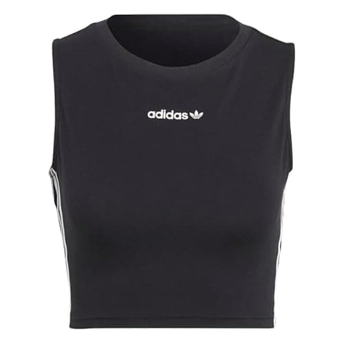 Image of adidas Womens Girls Originals IB3806 Linear Tank Top in Black Cotton - Size 14 UK
