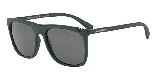 Image of EMPORIO ARMANI Men's 4095 0EA4095 55999A 56 Rectangular Polarized Sunglasses 56, Green On Black/Polargreen