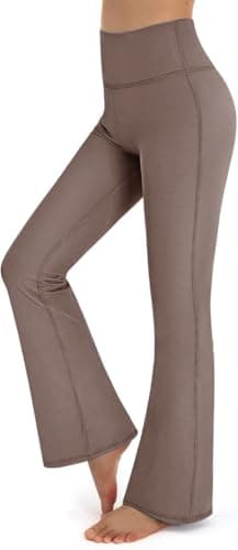 Image of Promover Flared Trousers Women Bootcut Yoga Pants for Women Sports Leggings Stretch High Waist Workout Bootleg Tummy Control Black Work Trousers(Taupe,M,Regular)