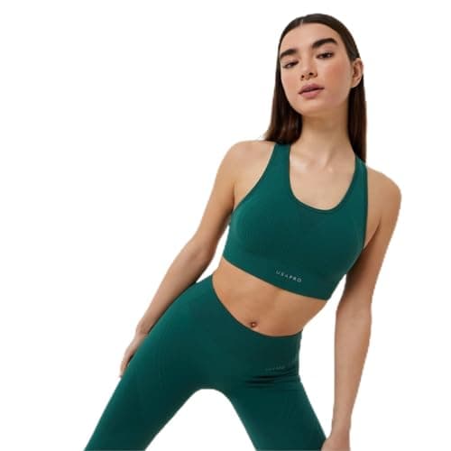 Image of USA Pro Womens Seamless Crop Sports Bra Forest Green 8