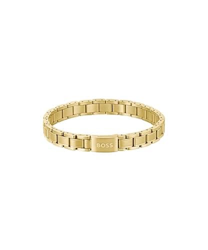 Image of BOSS Jewelry Men's METAL LINK ESSENTIAL Collection Link Bracelet in Light Yellow Gold - 1580711