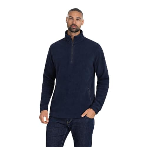 Image of Style It Up Unisex Mens Womens Fleece Winter Half Zip Jacket Anti Pill Pockets Work Top UK (Navy, S)