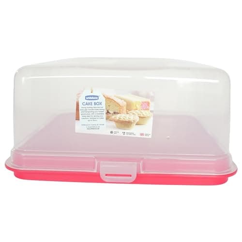 Image of ACCURATE Plastic Cake Carrier with Lid & Locking Clips – Square Cake Box with Handle, Dishwasher Safe PP Material, Durable Cake Holder for Transport & Storage, Holds Cakes up to 30cm – White&Red