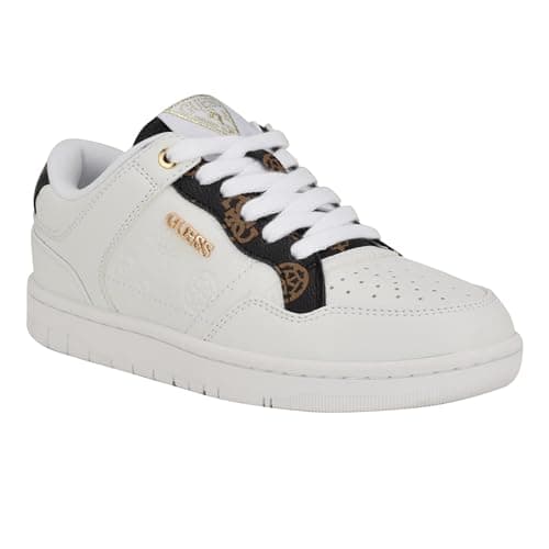 Image of Guess Women's Rubinn Sneaker, White/Brown 141, 5 UK