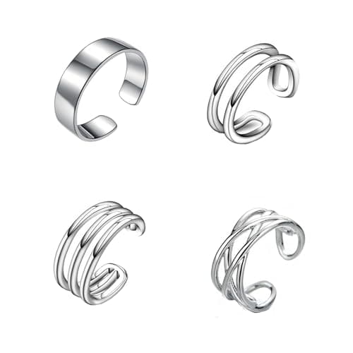 Image of Epoch World 4 Pcs 925 Sterling Silver Ear Cuffs For Women Clip on Earrings Silver Non Piercing Earrings Fake Helix Cartilage Jewelry for Women For No-Pierced Ears