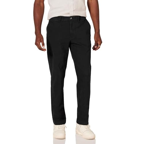 Image of Amazon Essentials Men's Slim-Fit Casual Stretch Chino Trousers, Black, 33W / 28L